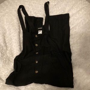 Express Linen-Blend Button Front Overalls